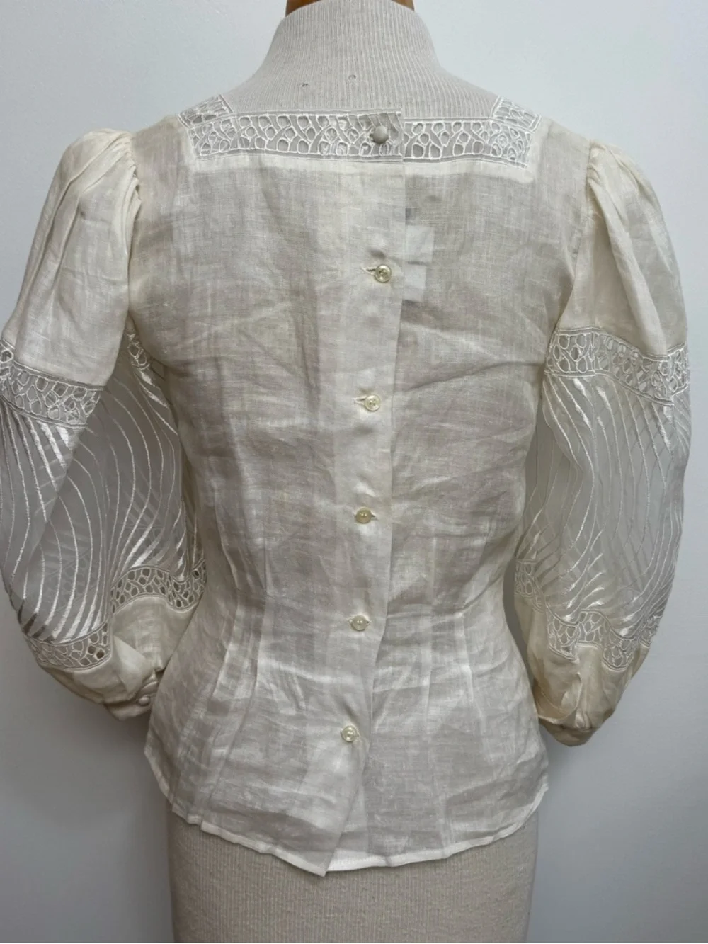 Vintage Cloak Of Many Colors Liberty Lucrezia Linen Blouse Top Size 6 Sheer Vict - Picture 7 of 13